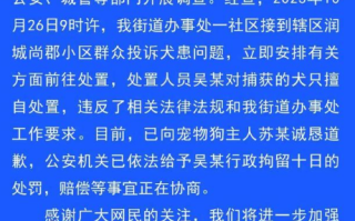 宠物犬被抓走宰杀 处置人员被行拘 赔偿等事宜正在协商！