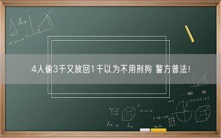 4人偷3千又放回1千以为不用刑拘 警方普法！