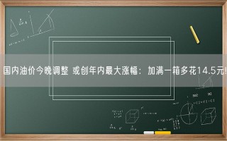 国内油价今晚调整 或创年内最大涨幅：加满一箱多花14.5元!