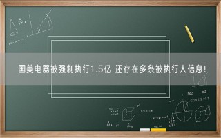 国美电器被强制执行1.5亿 还存在多条被执行人信息！