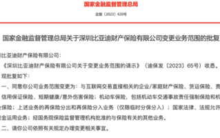 比亚迪经营车险资质正式获批：提供个性化、差异化风险保障方案！