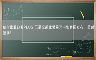 剑指比亚迪秦PLUS 五菱全新家轿星光内饰官图发布：质感拉满！