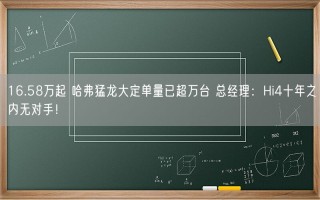 16.58万起 哈弗猛龙大定单量已超万台 总经理：Hi4十年之内无对手！