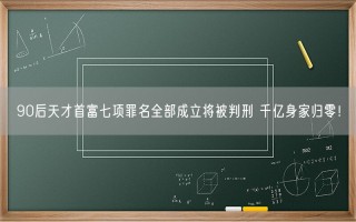 90后天才首富七项罪名全部成立将被判刑 千亿身家归零！