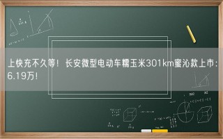 上快充不久等！长安微型电动车糯玉米301km蜜沁款上市：6.19万！