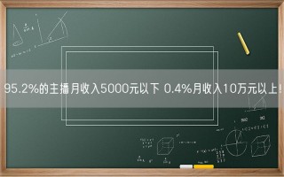 95.2%的主播月收入5000元以下 0.4%月收入10万元以上！