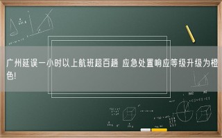 广州延误一小时以上航班超百趟 应急处置响应等级升级为橙色!