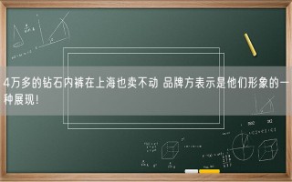 4万多的钻石内裤在上海也卖不动 品牌方表示是他们形象的一种展现！