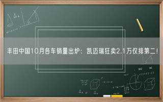 丰田中国10月各车销量出炉：凯迈瑞狂卖2.1万仅排第二！