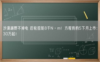 沙漠越野不掉电 后轮扭矩8千N·m！方程豹豹5下月上市：30万起！