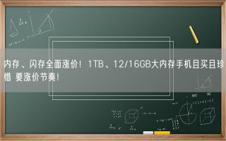 内存、闪存全面涨价！1TB、12/16GB大内存手机且买且珍惜 要涨价节奏！