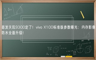 首发天玑9300定了！vivo X100标准版参数曝光：内存影像防水全面升级！