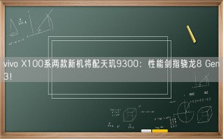 vivo X100系两款新机将配天玑9300：性能剑指骁龙8 Gen3！