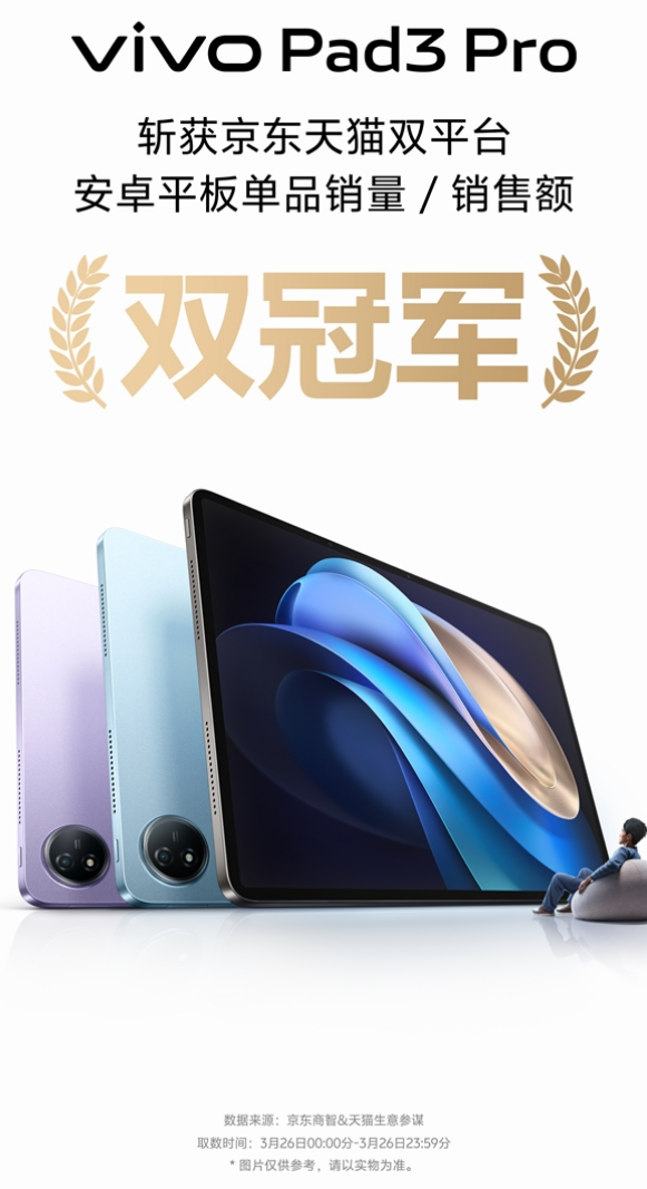 安卓板王！vivo Pad3 Pro获京东天猫安卓平板销量冠军！-第2张图片